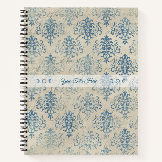 Create Your Own Distressed Vintage Blue Damask Notizblock (Vorderseite)