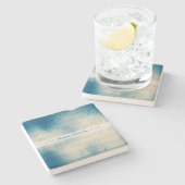 Create Your Own Dreamy Romantic Blue Love Letter Steinuntersetzer (Seitenansicht)