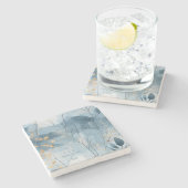 Create Your Own Dusky Golden Floral Minimilist Steinuntersetzer (Seitenansicht)