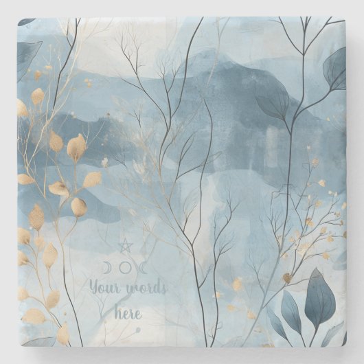 Create Your Own Dusky Golden Floral Minimilist Steinuntersetzer (Vorderseite)