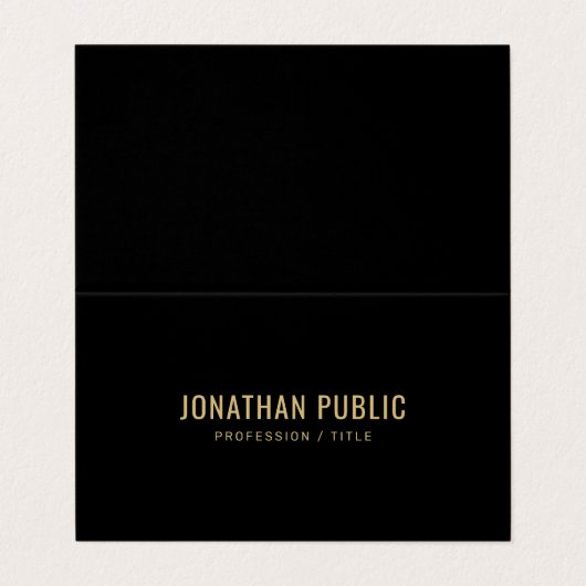 Create Your Own Elegant Black And Gold Folded Visitenkarten (Außenseite Aufgefaltet)