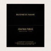 Create Your Own Elegant Black And Gold Folded Visitenkarten (Innenseite Aufgefaltet)