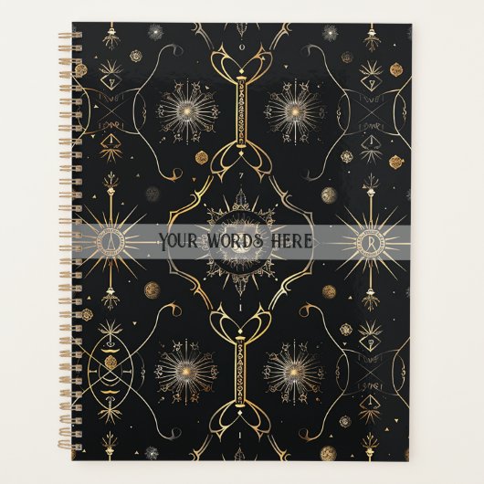 Create Your Own Elegant Gold Magic Symbols Black Planer (Vorderseite)