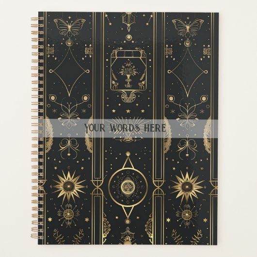 Create Your Own Elegant Gold Mystical Stripes Planer (Vorderseite)
