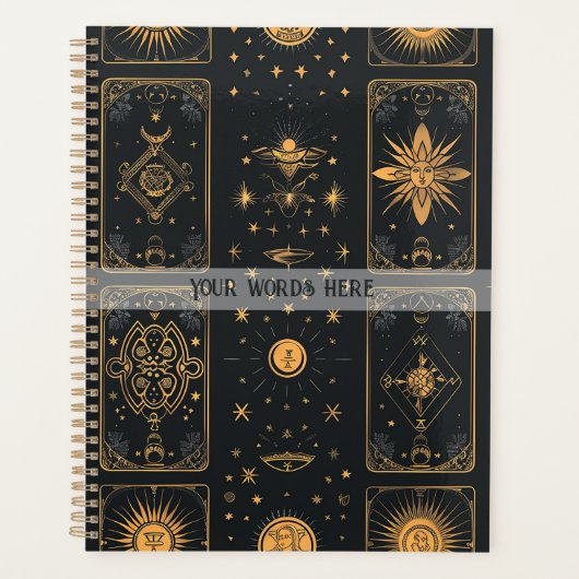 Create Your Own Elegant Gold Mystical Tarot Black Planer (Vorderseite)