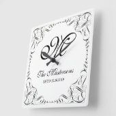 Create Your Own Elegant Graceful Wedding Monogram Quadratische Wanduhr (Winkel)