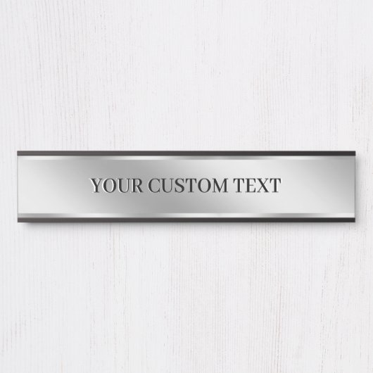 Create Your Own Elegant Modern Custom Text Silver  Türschild (Vorderseite )