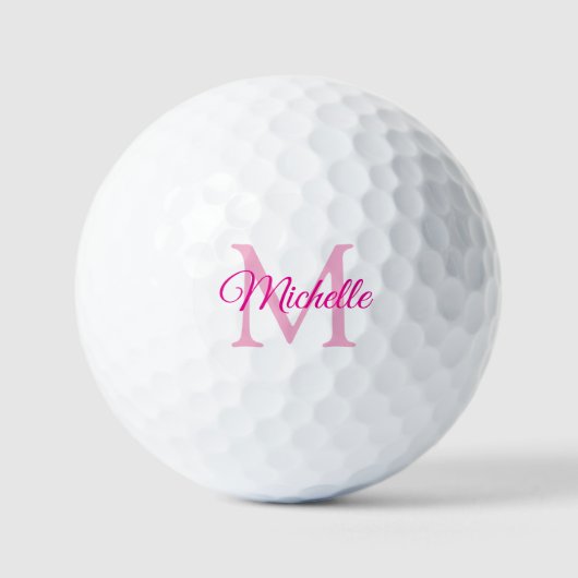 Create Your Own Elegant Monogram Initial Name Pink Golfball (Vorderseite)