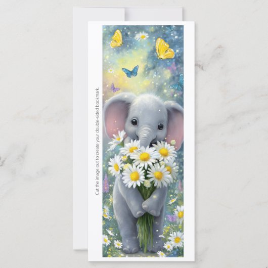 Create Your Own Elephant Daisies Bookmark Card (Vorderseite)