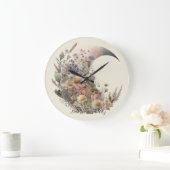 Create Your Own Elysian Floral Crescent Moon Große Wanduhr (Zuhause)