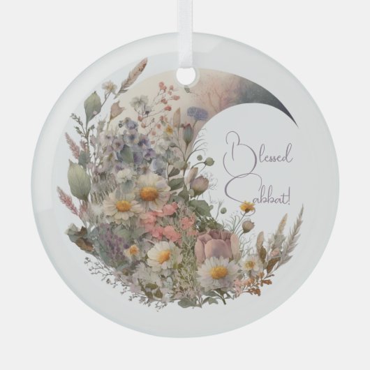 Create Your Own Elysian Floral Crescent Moon Ornament Aus Glas (Vorderseite)
