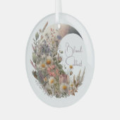 Create Your Own Elysian Floral Crescent Moon Ornament Aus Glas (Vorderseite links)