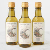 Create Your Own Elysian Floral Crescent Moon Weinetikett (Flaschen)