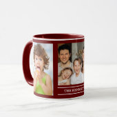 Create Your Own Family Name 3 Photo Collage Maroon Tasse (Vorderseite Links)