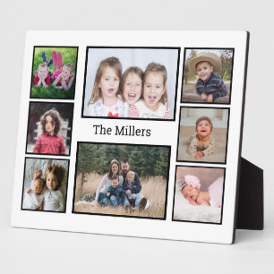 Create Your Own Family Name 8 Photo Collage White Fotoplatte