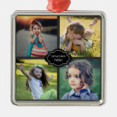 Create your own family photo collage monogrammed ornament aus metall (Vorne)