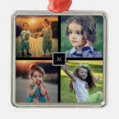 Create your own family photo collage monogrammed ornament aus metall (Vorne)