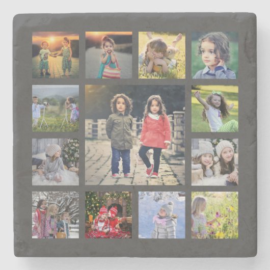Create your own family photo collage steinuntersetzer (Vorderseite)