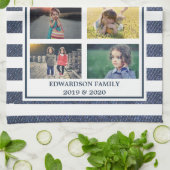 Create your own family photo collage striped geschirrtuch (Gefaltet)