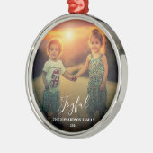 Create your own family photo joyful script ornament aus metall (Links)