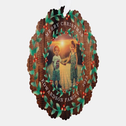 Create your own family photo personal Christmas Ornament Karte (Rechts)