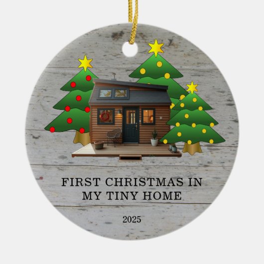 Create your own First Christmas in my Tiny Home Keramik Ornament (Vorne)