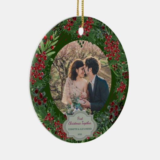 Create your own First Christmas Together photo Keramik Ornament (Rechts)