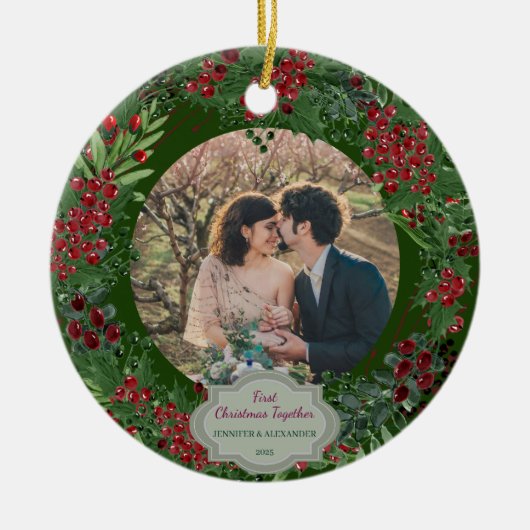Create your own First Christmas Together photo Keramik Ornament (Vorne)