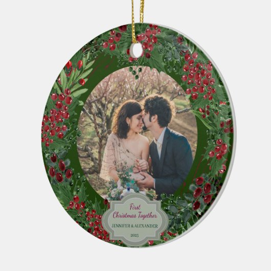 Create your own First Christmas Together photo Keramik Ornament (Links)