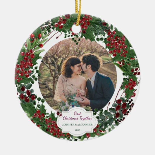 Create your own First Christmas Together photo Keramik Ornament (Vorne)