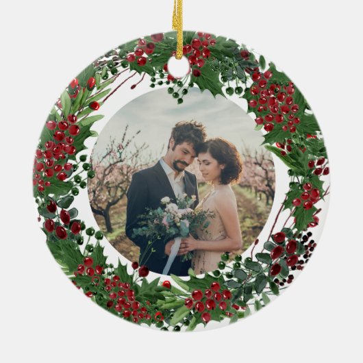 Create your own First Christmas Together photo Keramik Ornament (Hinten)
