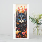 Create Your Own Floral Black Cat Bookmark Card (Stehend Vorderseite)