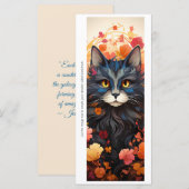 Create Your Own Floral Black Cat Bookmark Card (Vorne/Hinten)