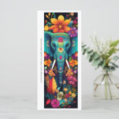 Create Your Own Floral Blue Elephant Bookmark Card (Stehend Vorderseite)