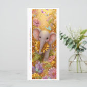 Create Your Own Floral Elephant Bookmark Card (Stehend Vorderseite)