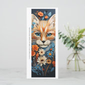 Create Your Own Floral Ginger Cat Bookmark Card (Stehend Vorderseite)