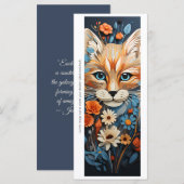 Create Your Own Floral Ginger Cat Bookmark Card (Vorne/Hinten)
