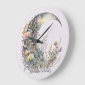 Create Your Own Floral Iridescent Crescent Moon Große Wanduhr (Winkel)