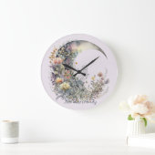 Create Your Own Floral Iridescent Crescent Moon Große Wanduhr (Zuhause)