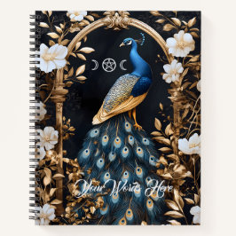 Create Your Own Gilded Blue Peacock Floral Notizblock