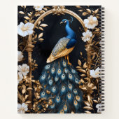 Create Your Own Gilded Blue Peacock Floral Notizblock (Rückseite)