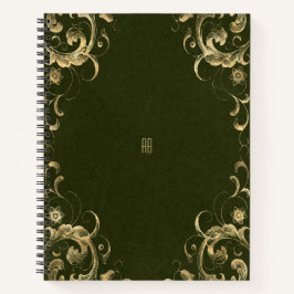 Create Your Own Gilded Dark Olive Green Notebook Notizblock