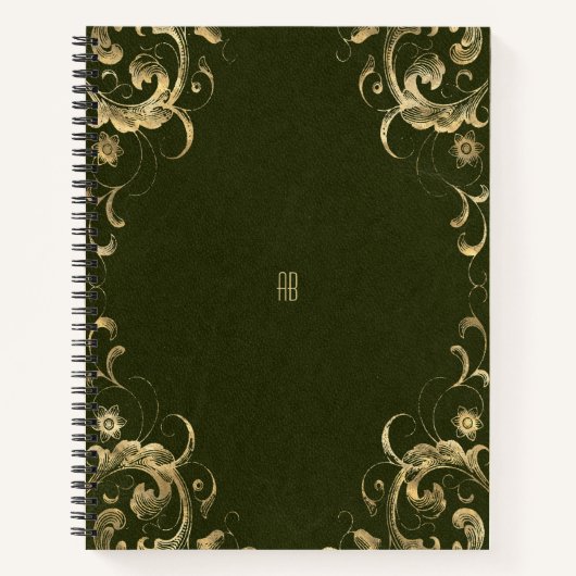 Create Your Own Gilded Dark Olive Green Notebook Notizblock (Vorderseite)