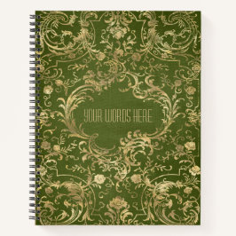 Create Your Own Gilded Olive Green Notebook Notizblock