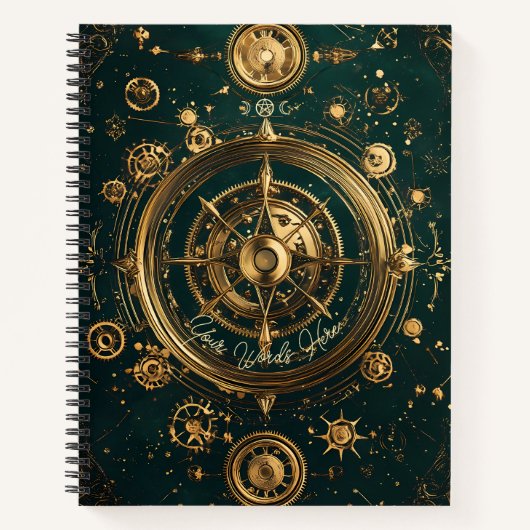 Create Your Own Gilded Teal Steampunk Compass Rose Notizblock (Vorderseite)