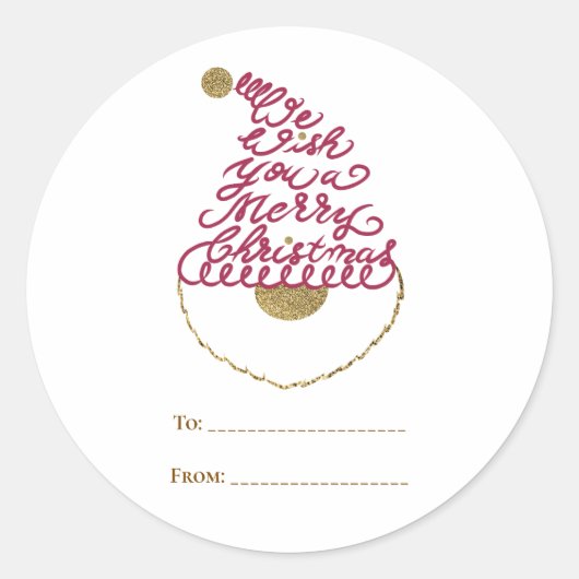 Create Your Own Glitter Santa Modern Christmas Runder Aufkleber (Vorderseite)