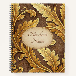 Create Your Own Gold Embossed Vintage Leafy Vine Notizblock