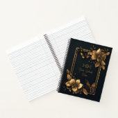 Create Your Own Gold Floral Butterfly Black Notizblock (Innenseite)