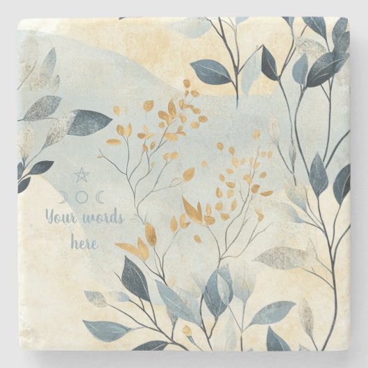 Create Your Own Gold Floral Minimalist Steinuntersetzer (Vorderseite)