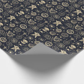 Create Your Own Gold Magic Symbols Black Geschenkpapier (Ecke)